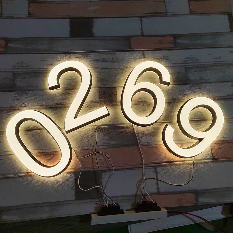 Frontlit and Backlit Floating LED Lighted Outdoor Large House Numbers Lighted House Number Signs for Outside Home Yard Street - BacklitLEDsign