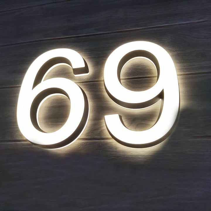 Frontlit and Backlit Floating LED Lighted Outdoor Large House Numbers Lighted House Number Signs for Outside Home Yard Street - BacklitLEDsign