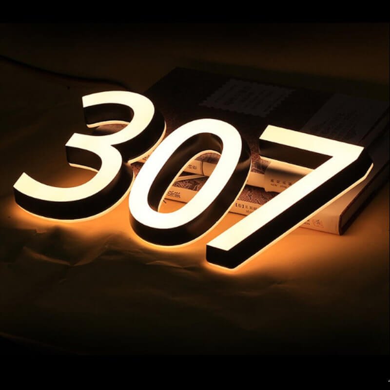 Frontlit and Backlit Floating LED Lighted Outdoor Large House Numbers Lighted House Number Signs for Outside Home Yard Street - BacklitLEDsign