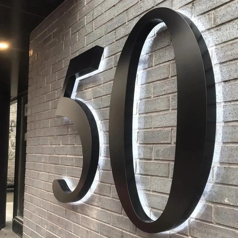 lit metal letters -led door number signs with light