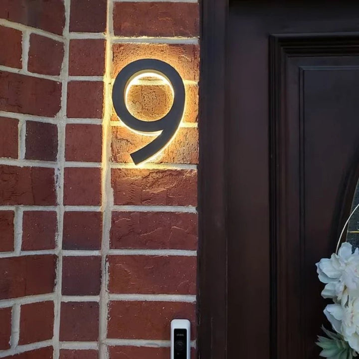 3d metal letters house number sign with dusk to dawn light