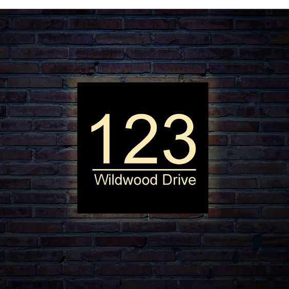 Large Square Metal House Number Plaque Solar Powered Address Sign Backlit House Numbers Laser Cut Number Plates Supplier - BacklitLEDsign