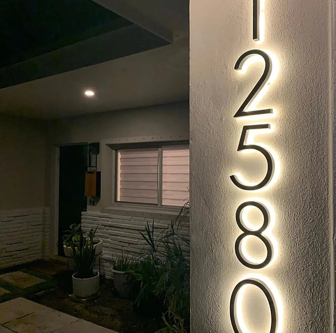 Electronic Led Lighted House Numbers LED House Number & Name Plaque