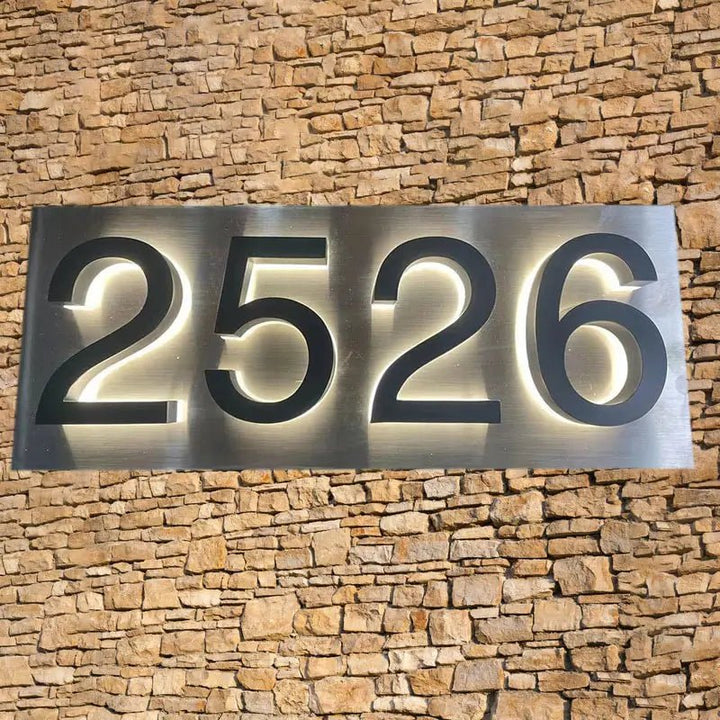 Personalized Suite Plaque Stainless Steel Number Sign Metal Apartment Plate Rectangle bespoke Address Plaque Door Number Slate - BacklitLEDsign