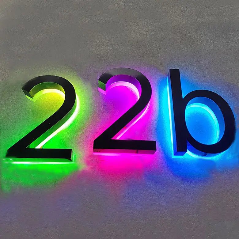 RGB LED Number Signs Color Changeable House Numbers Modern Wall Lighting Letter LED Backlit Door Number Light Address Numbers - BacklitLEDsign