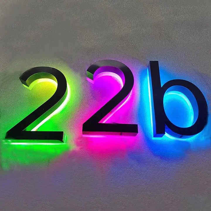 RGB LED Number Signs Color Changeable House Numbers Modern Wall Lighting Letter LED Backlit Door Number Light Address Numbers - BacklitLEDsign