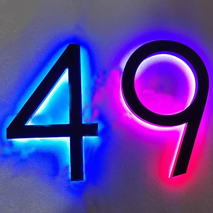 RGB LED Number Signs Color Changeable House Numbers Modern Wall Lighting Letter LED Backlit Door Number Light Address Numbers - BacklitLEDsign