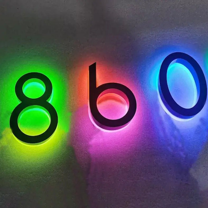 RGB LED Number Signs Color Changeable House Numbers Modern Wall Lighting Letter LED Backlit Door Number Light Address Numbers - BacklitLEDsign