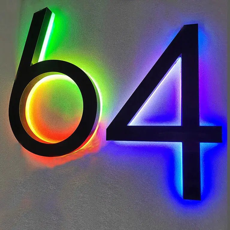 RGB LED Number Signs Color Changeable House Numbers Modern Wall Lighting Letter LED Backlit Door Number Light Address Numbers - BacklitLEDsign