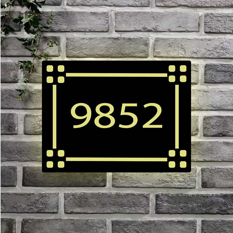 Led Address Numbers Sticker Solar Powered Address Light Large Metal Numbers Plaque Sign ...